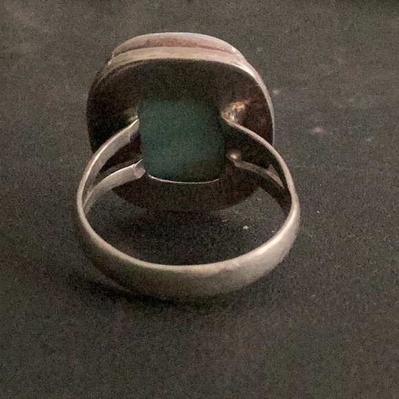 7 Sterling Square Laramar Ring Mermaid Stone - Picture 4 of 6